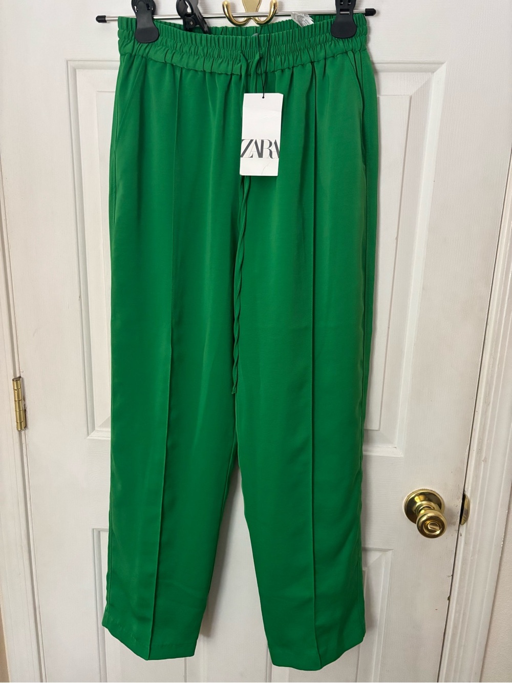 Zara Green Elastic-Waist Trousers